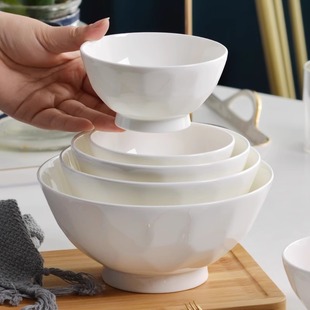 景德镇骨瓷碗白色家用饭碗汤面面碗碗碟吃饭餐具汤碗陶瓷大碗
