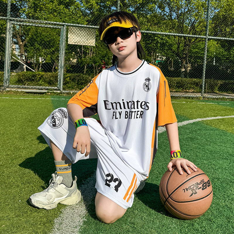 童篮球服套装2025新款儿童夏装中大童孩运动服背心短裤两件套，童装儿童户外服，祺妙童装