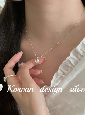 韩版ins风设计简约银饰 S925纯银椭圆肌理感不规则银坨坨爆闪项链