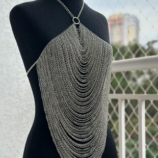 可调节多层身体链 裹胸露背胸链 女士时尚流苏一体链body chain