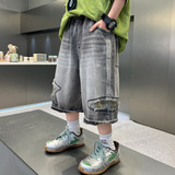 童牛仔短裤夏季2025新款中大儿童薄款五分裤炸街裤子中裤夏装潮，商品下架区，祺妙童装