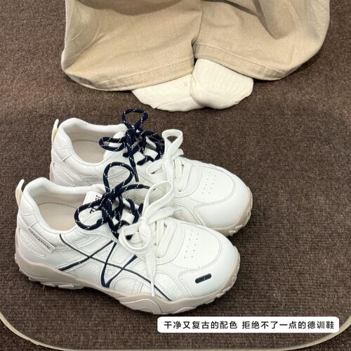7CM内增高女鞋德训鞋2026春新款真皮厚底休闲运动鞋增高阿甘鞋子