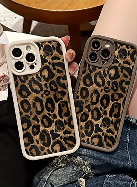 luxury leopard print soft case适用iphone 11 12 13 14 15 16 17 pro max XR XS MAX 7 8 PLUS