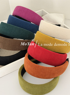 韩版竖条灯芯绒彩色宽发箍高级感新设计头箍网红外出气质百搭发卡