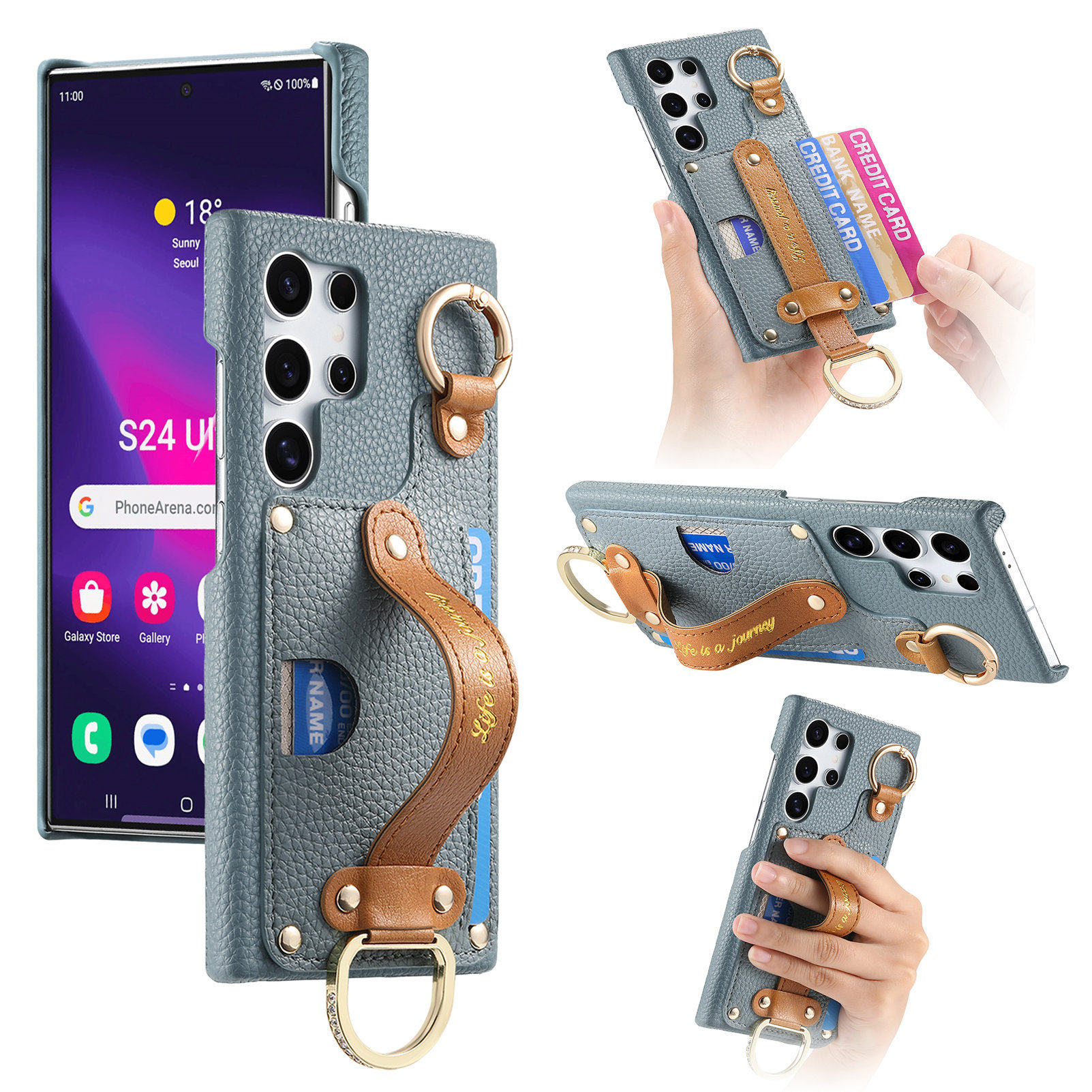 三星Galaxy A57保护壳A07/A17/A37手机壳A56/A36/A06荔枝纹皮壳 伸缩腕带镶钻指环可插卡套A55防摔手机保护套,3C数码配件,手机保护套/壳,淘宝优惠券,粉丝福利购,淘宝优惠卷