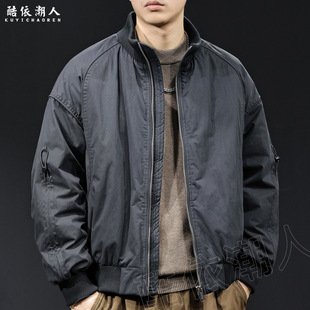 美式白鸭立领羽绒服男冬季2025新款加厚保暖男士潮牌短款外套大码