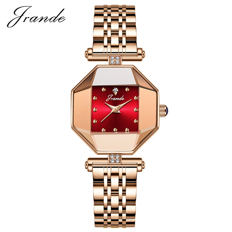 歌浪迪品牌防水女士手表方形小绿表石英腕表抖音虾皮速卖通发