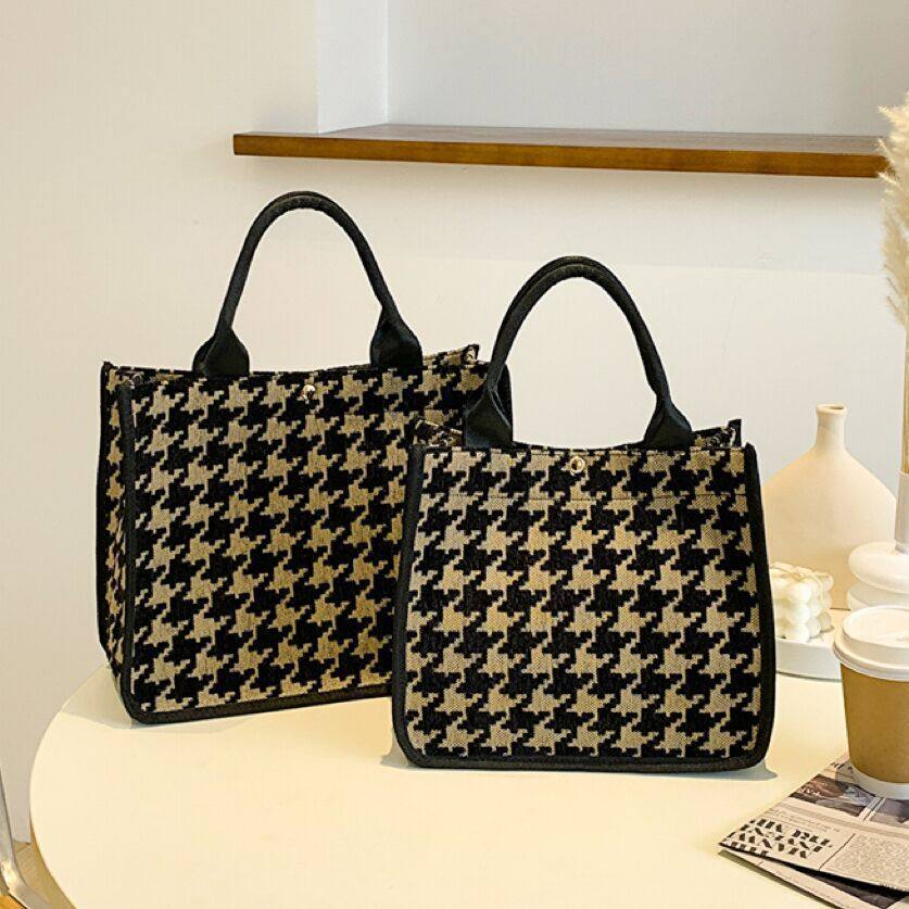 雾花新款韩版千鸟格植绒手提上班通勤文件包托特购物袋零食饭盒包,箱包皮具/热销女包/男包,通用款女包,淘宝优惠券,粉丝福利购,淘宝优惠卷