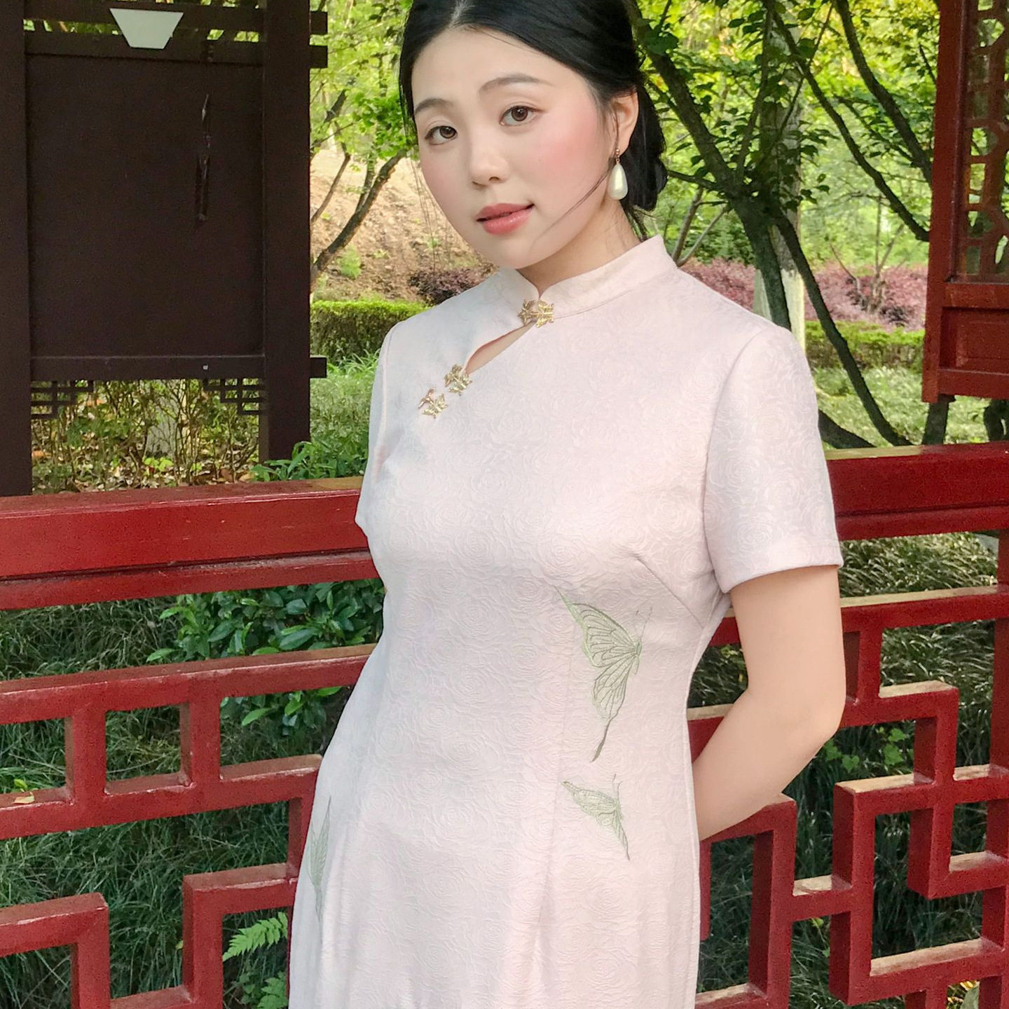 复古气质针织提花新中式国风旗袍