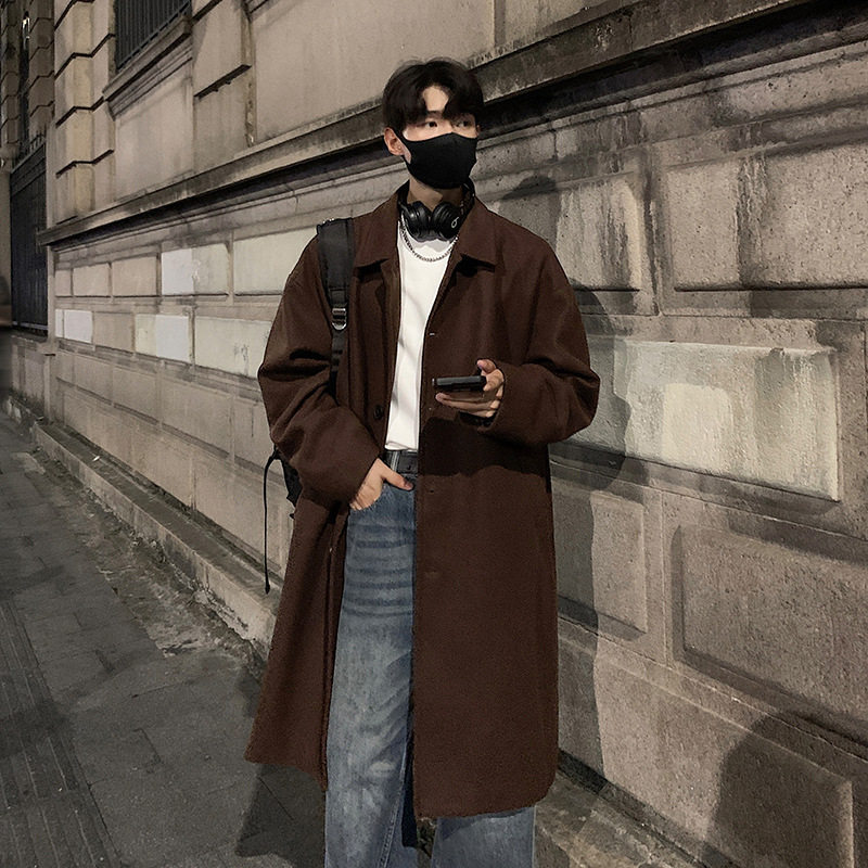 大衣装秋冬新款宽松防寒潮流双面毛呢风衣外套L6019-P95控148，男装风衣，电商A362