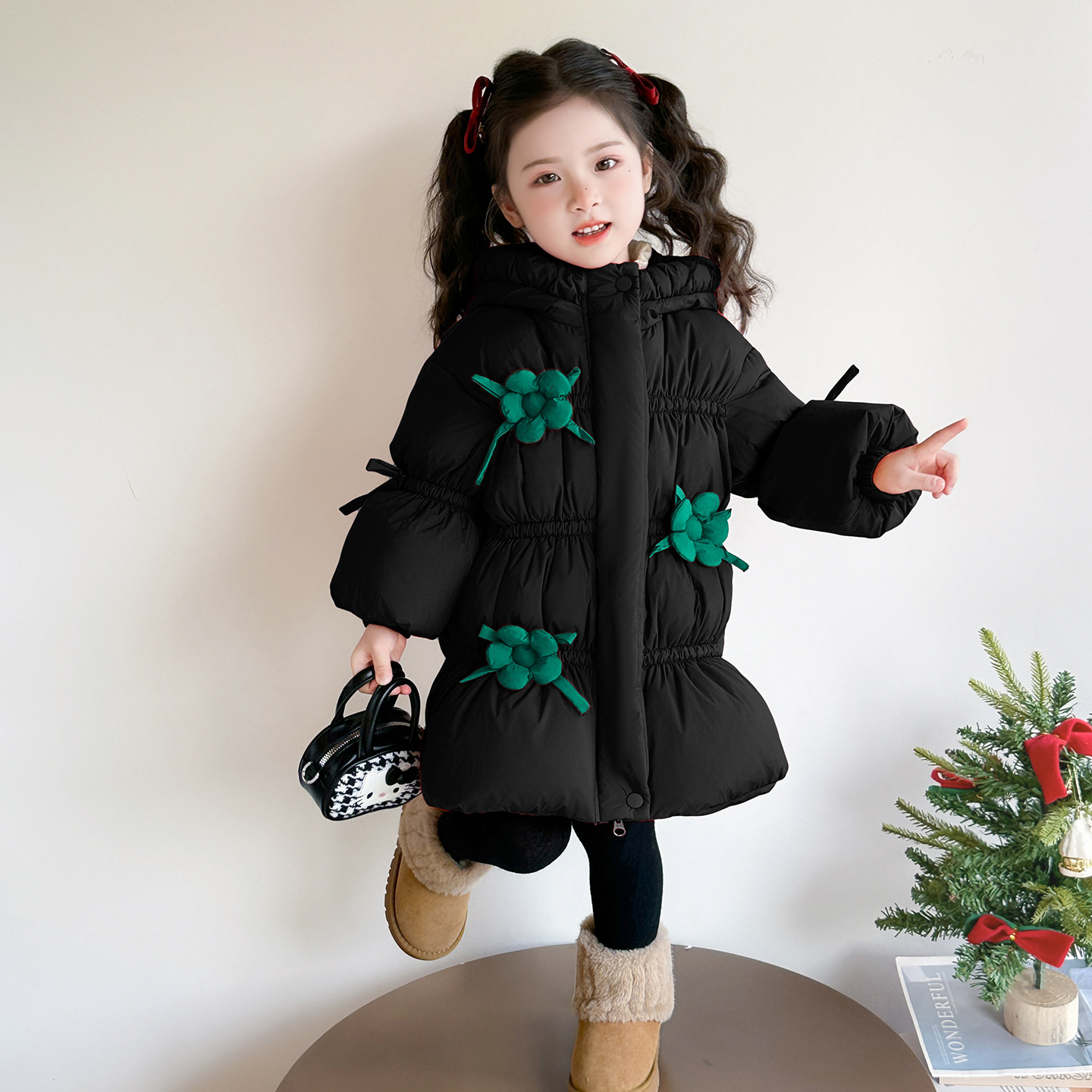 女童羽绒服冬季2025新款儿童加厚白鸭绒外套女孩洋气时髦冬装P190，童装羽绒服，祺妙童装