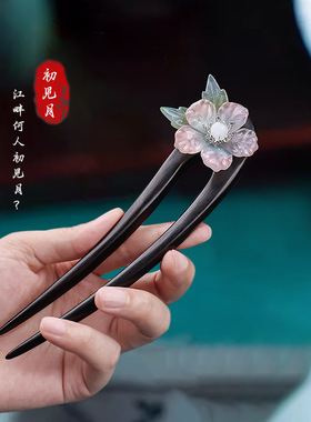 民族风后脑勺木簪手工双钗