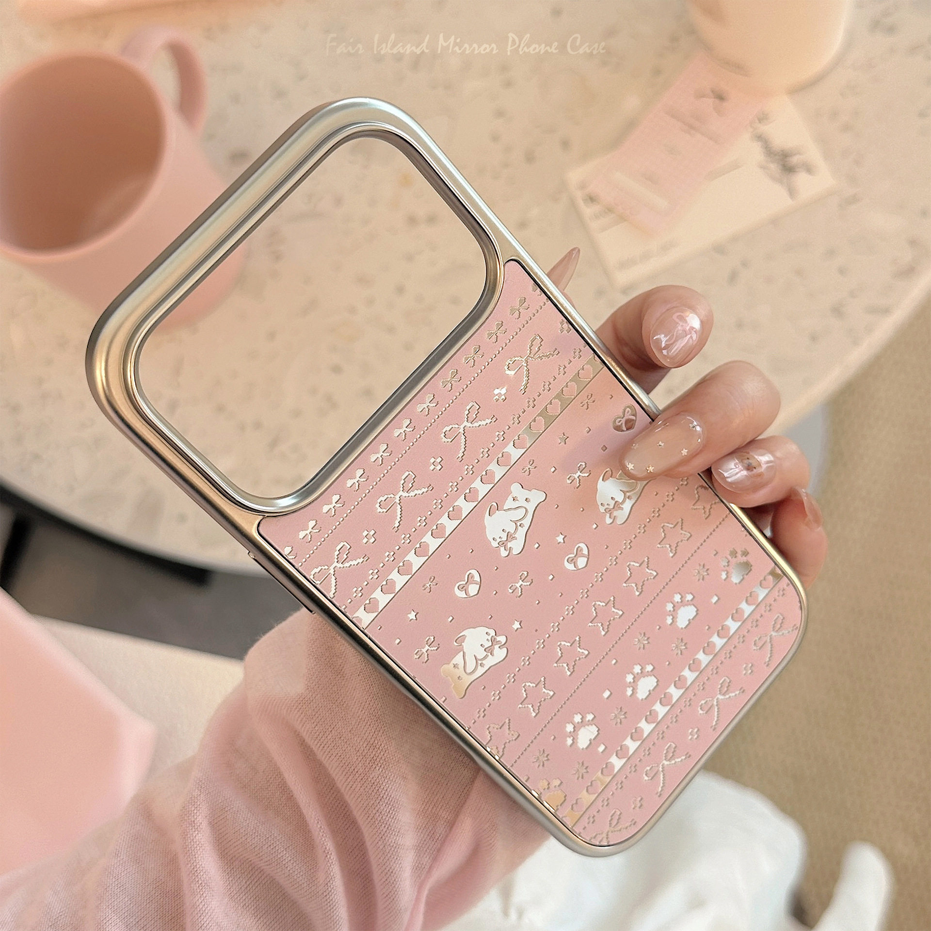 粉色兔子镜面适用17promax手机壳iphone17苹果16电镀13颜值15硬
