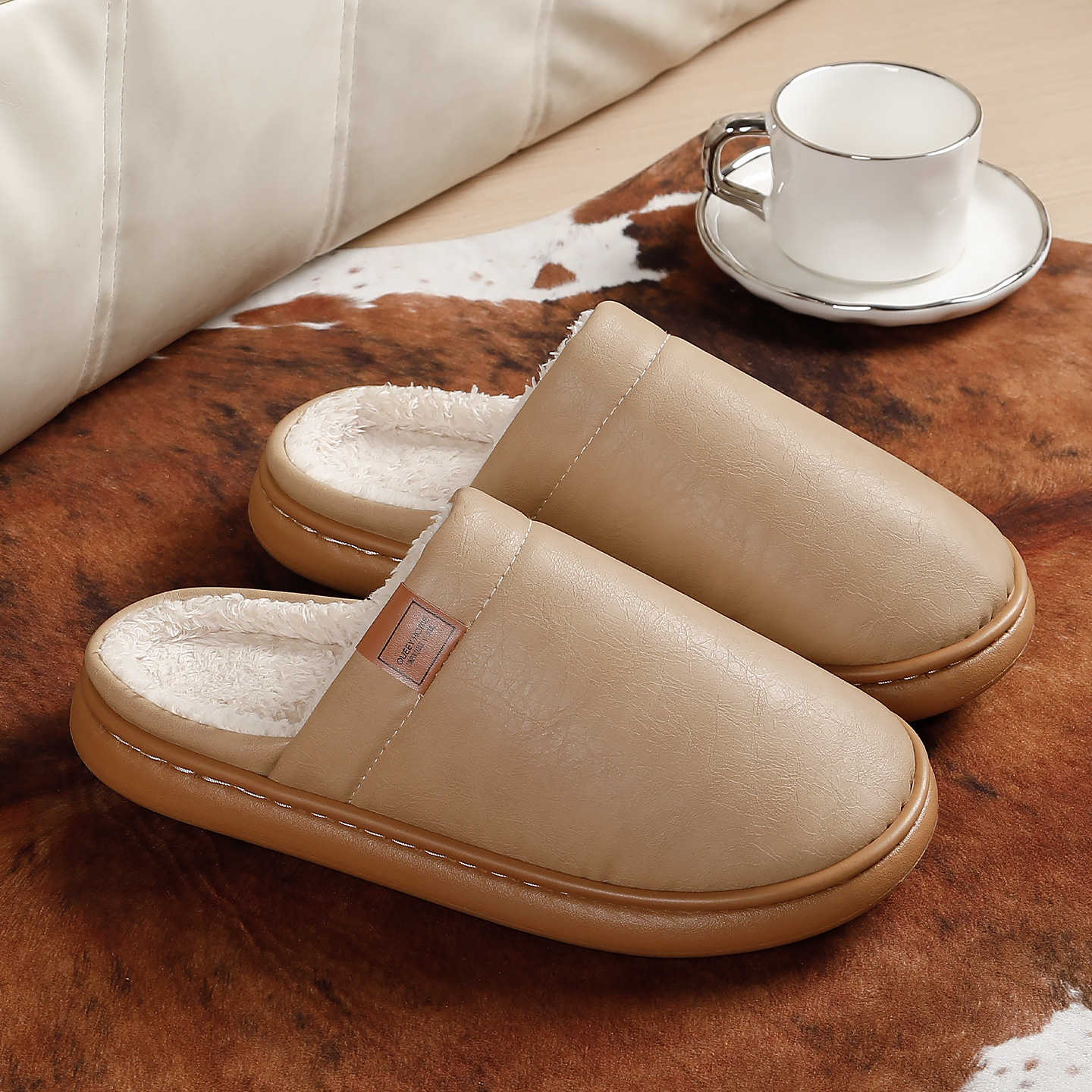 棉拖鞋女2025新款秋冬季室内家居家厚底加绒保暖防滑防水拖鞋士