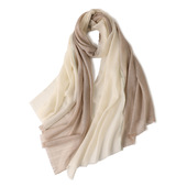 羊绒围巾拼接色织围巾女简约秋冬季 戒指绒长款 披肩现货