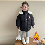 女童猫咪棉服冬季2025新款洋气休闲儿童加厚保暖冬装连帽棉衣P108，童装棉衣，祺妙童装