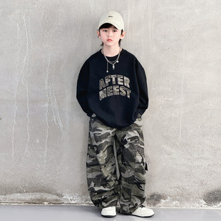 中大童裤 童套装 儿童痞帅卫衣孩春装 2026新款 两件套 春秋款