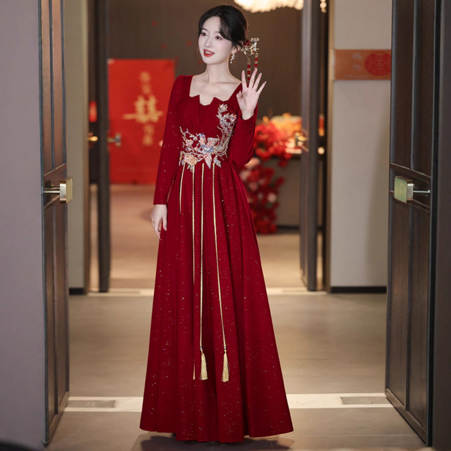 大码新中式敬酒服2025新款新娘结婚宴会气质显瘦订婚礼服连衣裙女