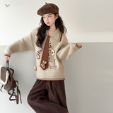 女童2025年冬新款立体玩偶兔子毛衣套装女大童可爱软糯针织衫毛衣，童装毛衣，祺儿童装