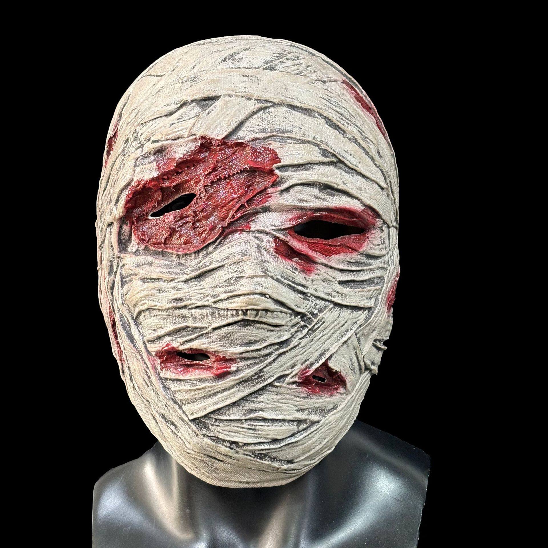 木乃伊恐怖面具 万圣节cos僵尸绷带头套 鬼屋密室逃脱NPC装扮道具