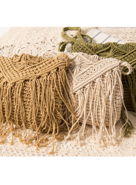 Minimalist Tassel Crossbody Woven Bag Summer Beach Vacation