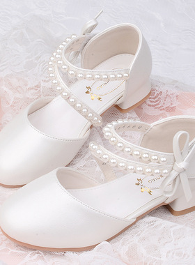 女童皮鞋2026春秋新款儿童白色公主配礼服鞋子软底高跟小女孩单鞋