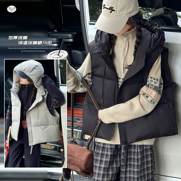 女童2025年秋冬新款复古毛衣棉马甲套装女大童冬季加厚保暖上衣潮，童装马甲，祺儿童装