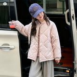 女童2025秋冬新款简约浅粉色棉衣女大童户外加绒加厚保暖棉服外套，童装棉衣，祺儿童装