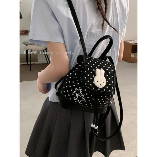 波点休闲通勤双肩包米菲兔女生