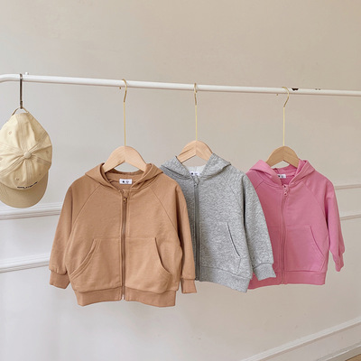 儿童纯棉卫衣外套连帽拉链开衫潮
