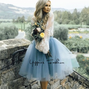 2022欧美网纱半身裙子夏季女装7层50cm舞会短裙 tulle skirt 成人