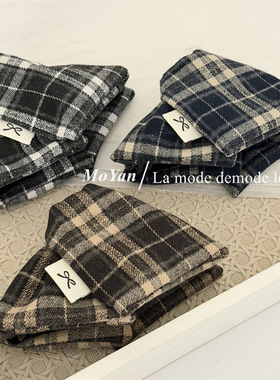 韩版学院风百搭磨毛格纹三角抓夹后脑勺发夹气质夹子网红格子发抓