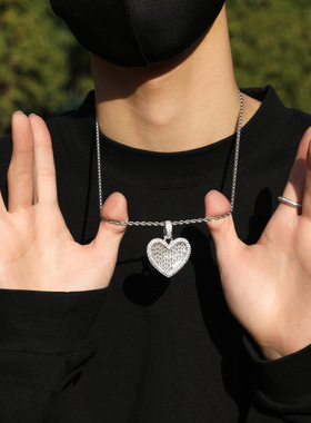 镶锆石吊坠镶锆石爱心吊坠嘻哈