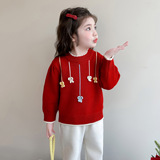 女童毛衣秋冬款2025新款儿童针织衫冬季加厚洋气女打底衫童装P76，童装毛衣，祺妙童装