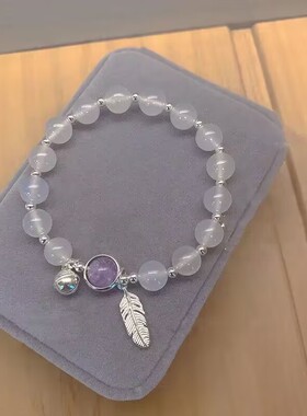 新款原创ins白手串紫水晶手链女闺蜜生日