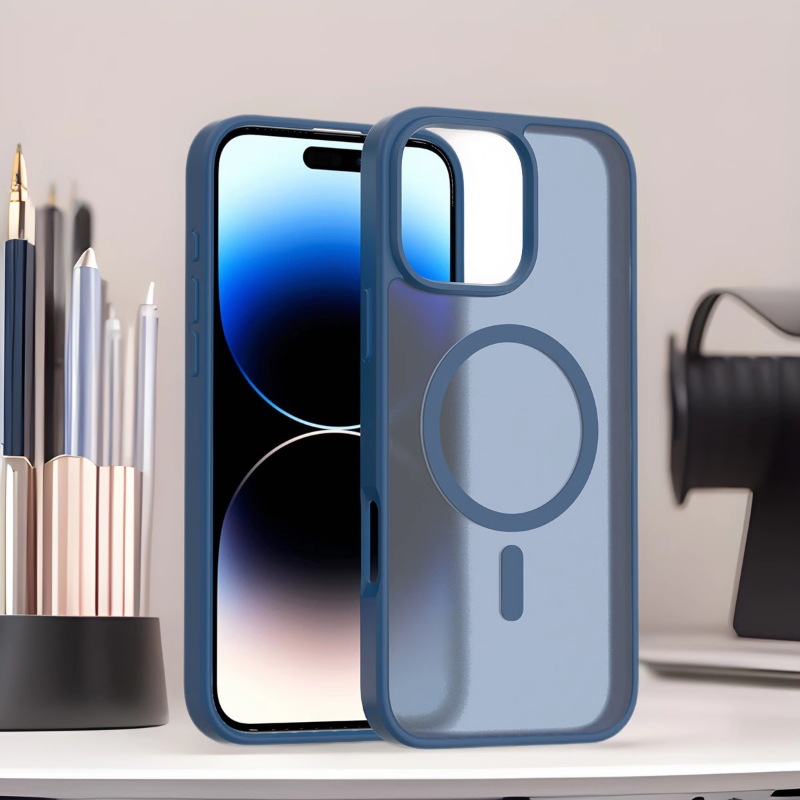 适用iPhone16Pro肤感磨砂手机壳苹果15Plus半透明14强磁吸magsafe保护套13Mini后壳12Max软11二合一17Air套