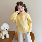 女童加厚毛衣冬季2025新款洋气儿童保暖针织衫炸街冬装毛线衣P76，童装毛衣，祺妙童装