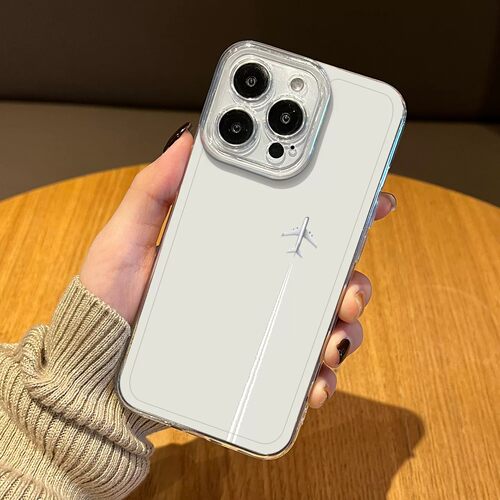 Jet Plane Transparent Space Case 适用 iPhone 17 Pro Max 16 Soft Silicone Cover Minimalist Phone Case