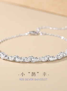 S925纯银小鹊幸手链喜鹊造型国风幸运手饰可调节小众设计银饰货源