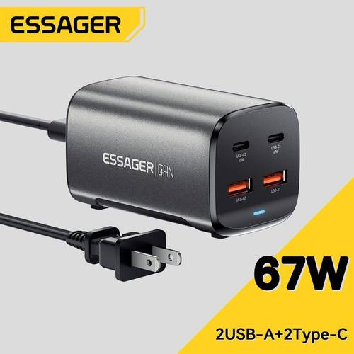 英规美规欧规充电器插头带线氮化镓67W瓦桌面充电插头2C2A适配器多口美国加拿大香港台湾韩国手机笔记本快充