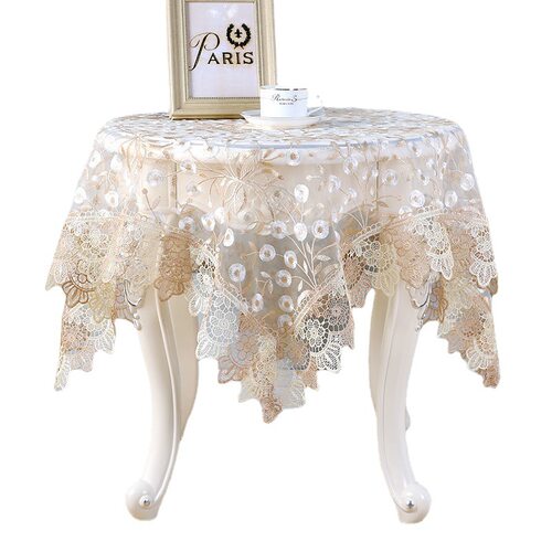 欧式蕾丝茶几布田园镂空餐桌布长方形方桌圆桌纱绣床头柜电视盖布