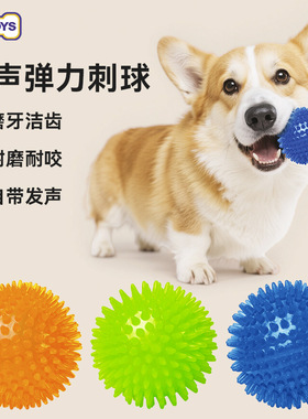 宜特宠物互动训练球金毛边牧狗狗玩具发声毛刺球高弹力耐咬洁齿球