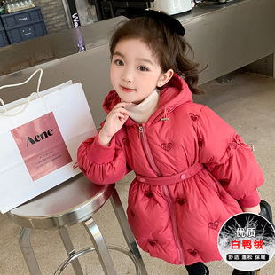 女童羽绒服外套2025新款冬季加厚收腰小女孩儿童加厚冬装上衣