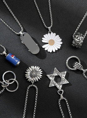 钛刚链嘻哈项链女长款潮酷颈链时尚配饰时尚吊坠简约ins毛衣链