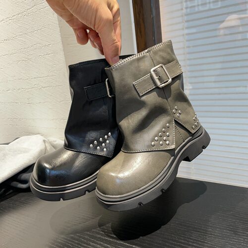 靴中筒靴女童时髦韩版超纤秋