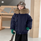 女童2025年冬季新款卡哇伊棉衣牛角扣保暖派克服加绒加厚可爱外套，童装棉衣，祺儿童装