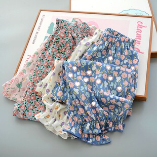 夏季女童洋气防蚊裤韩版薄款宝宝凉快空调家居裤儿童仿人棉灯笼裤