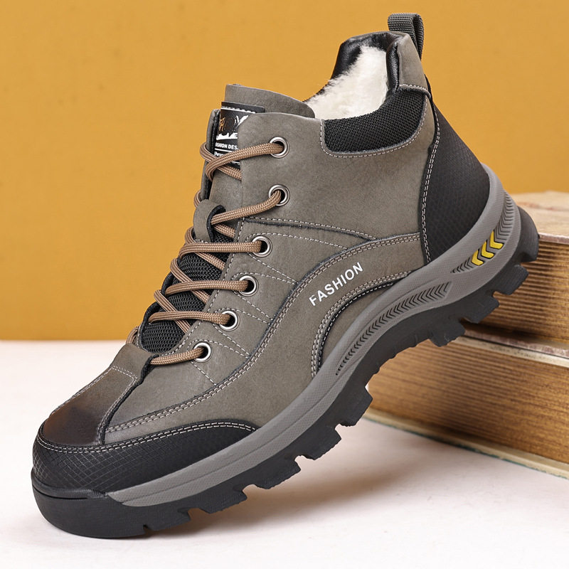 冬款奥伦棉鞋冬加绒保暖靴士厚底低帮休闲雪地靴潮男鞋