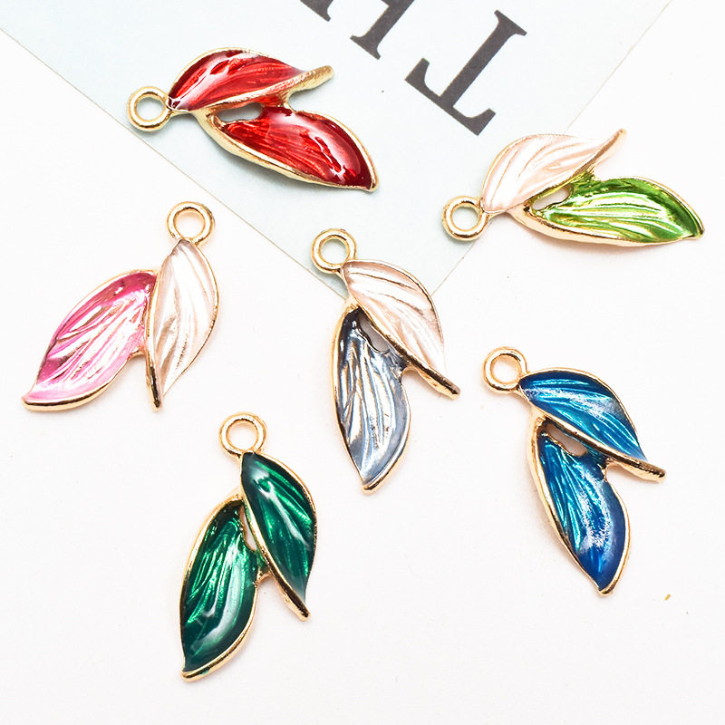 新款手工自制古风滴油文艺清新树叶diy挂件耳饰项链合金饰品配件