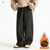 女童秋冬加绒加厚裤子2025年新款中大童纯色阔腿裤休闲弯刀裤长裤，童装裤子，祺儿童装
